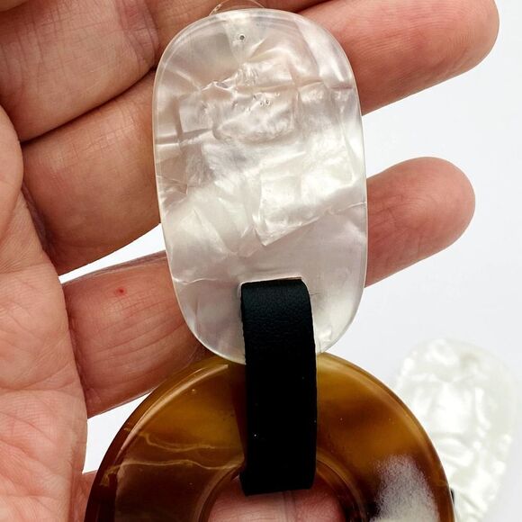 Amrita Singh Resin and Faux Leather Large Statement Earrings - Picture 2 of 6